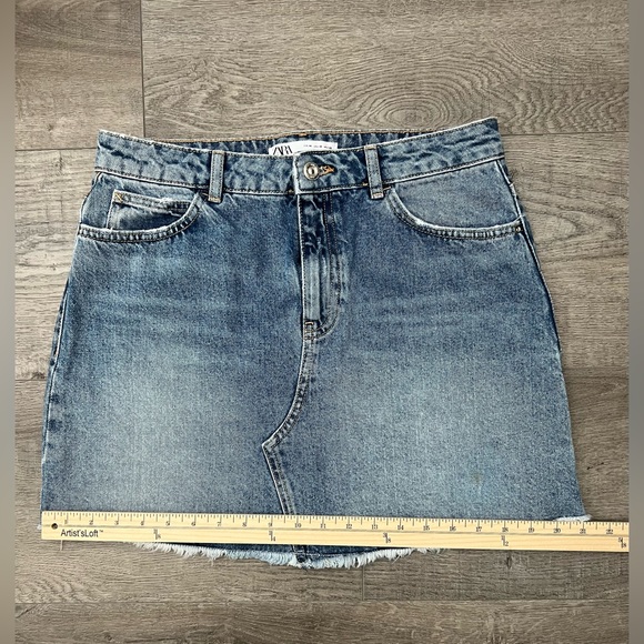 🆕ZARA Denim Collection Mini Skirt | Color: Blue | Size: M-28 - Picture 13 of 16